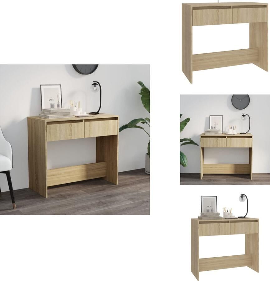 VidaXL Wandtafel Wandtafels Tafel Spiegeltafel Wandtafel 89x41x76 5 cm bewerkt hout sonoma eikenkleurig