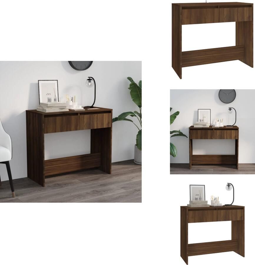 VidaXL Wandtafel Wandtafels Tafel Spiegeltafel Wandtafel 89x41x76-5 cm staal bruineikenkleurig