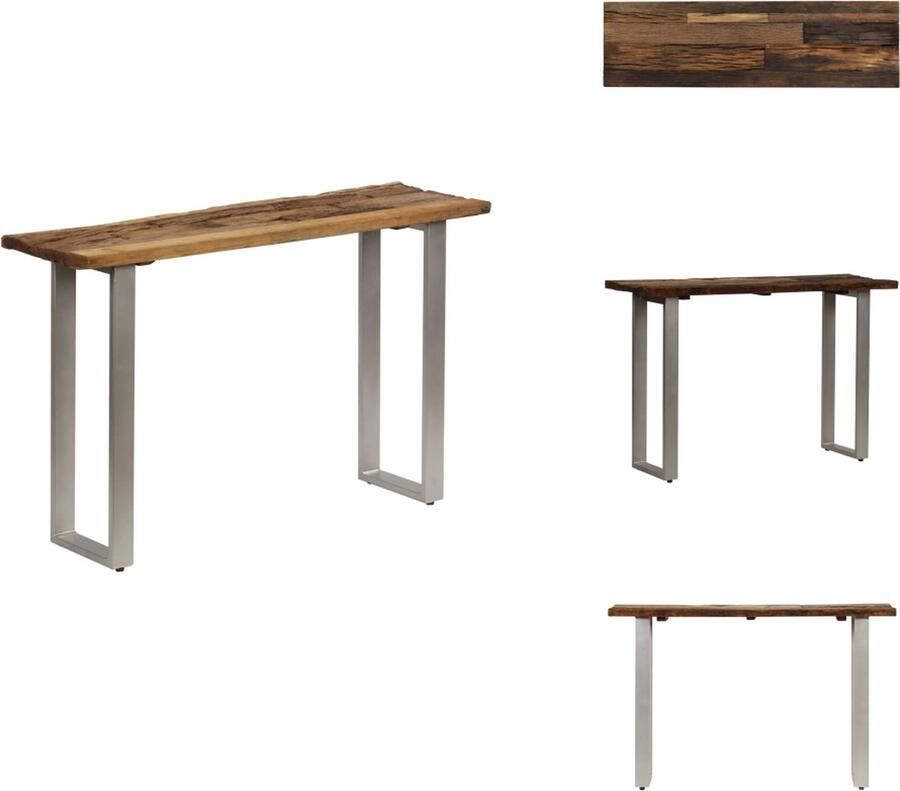 VidaXL Wandtafel Wandtafels Wand Tafel Wand Tafels Wandtafel 120x35x76 cm gerecycled hout en staal - Foto 2