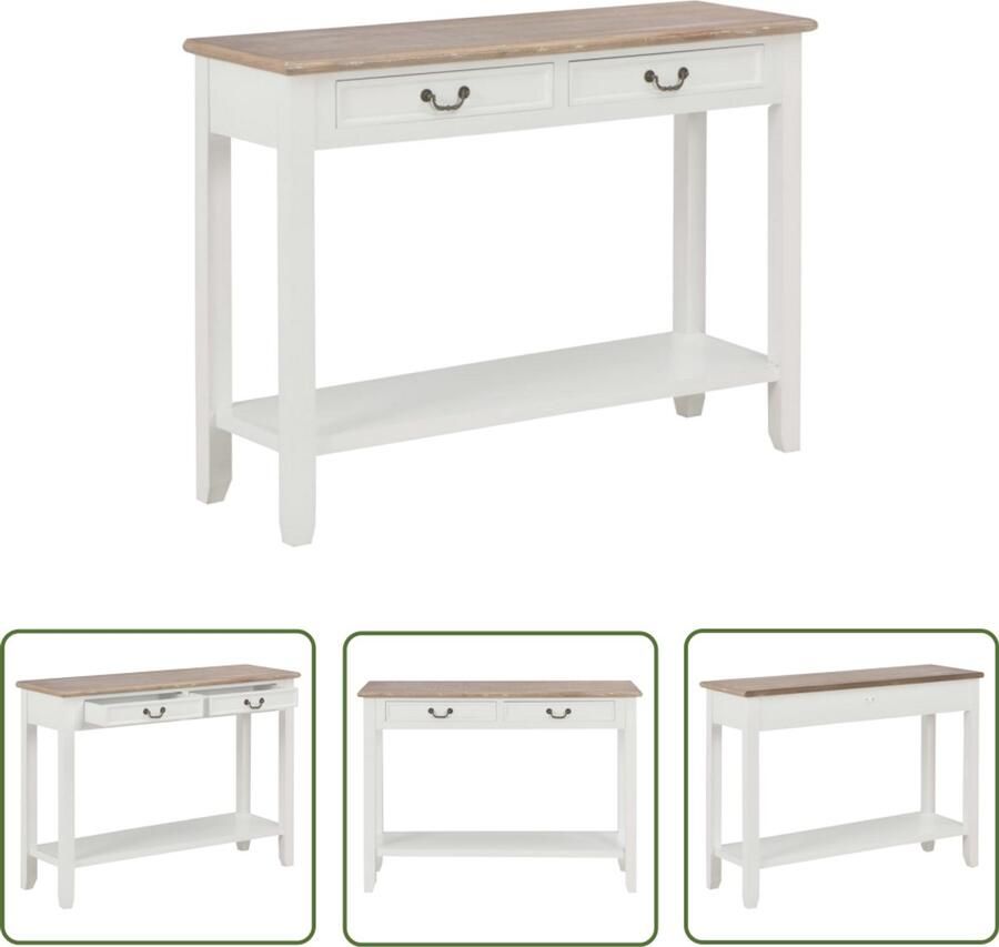 VidaXL Wandtafel Wit & Hout 110x35x80 cm Wandtafel Salontafel Vintage Meubels Moderne Kast Opslagkast Entreetafel Tv Stand Sidetable White Furniture Wooden Furniture