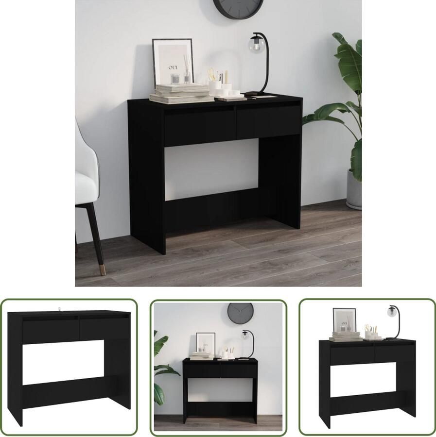 VidaXL Wandtafel Zwart 89x41x76 5 cm Consoletafel Haltafel Salontafel Entreetafel Kastje Opbergkast Woonaccessoires Modern Meubilair Zwart Meubel Houten Meubel Compact Bureau Tv Stand