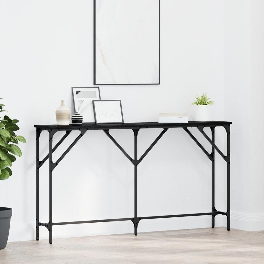 VidaXL Consol Tafel zwarte eiken 140x23x75 cm Geengineerd hout
