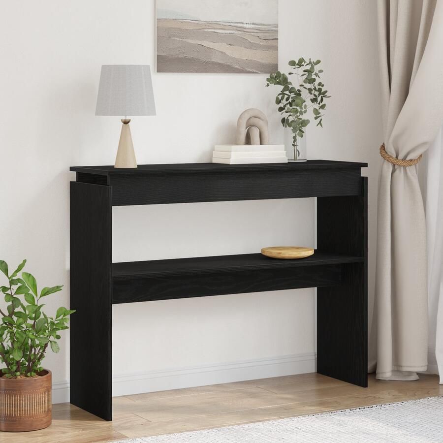 VidaXL Consoletable Zwart eiken Massief eikenhout 80 x 30 x 102 cm