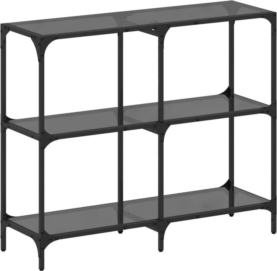 VidaXL Wandtafel met zwart glazen blad 98x30x81 cm staal Wandtafel Salontafel Black Glass Table Metal Table Living Room Furniture