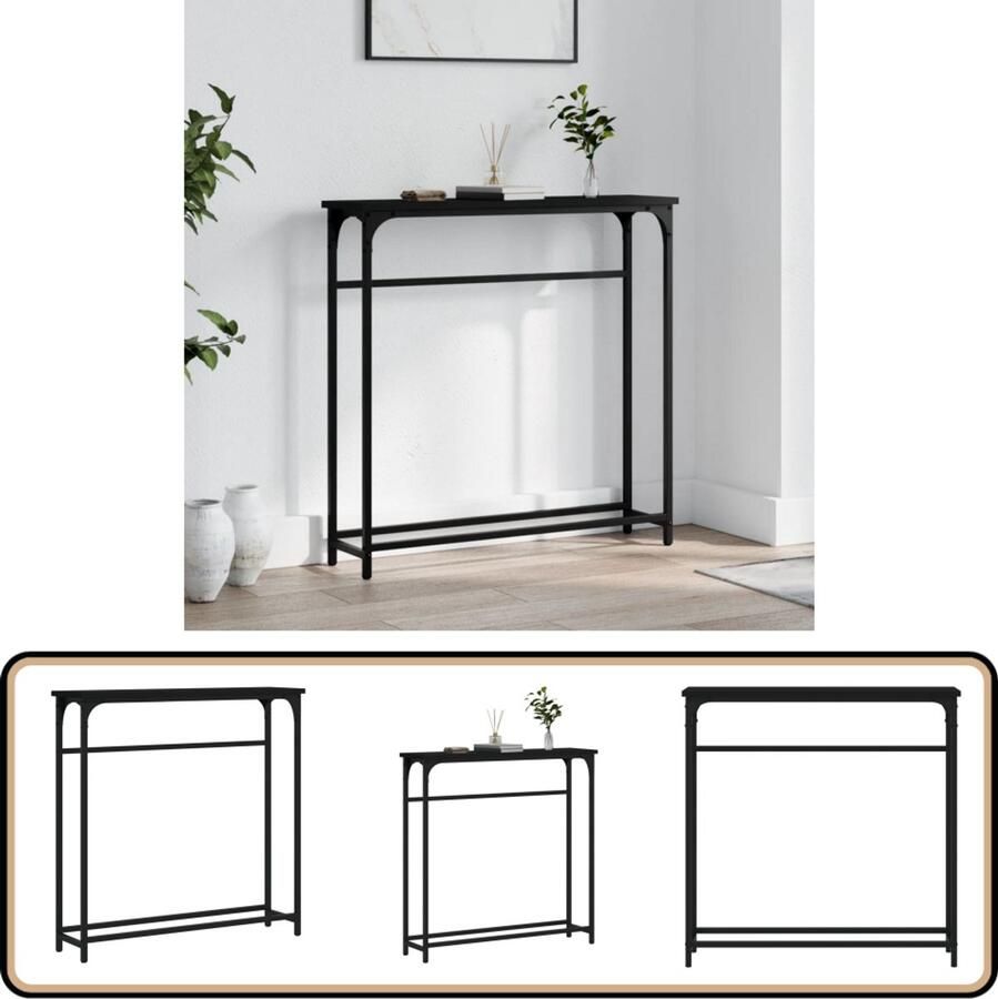 VidaXL -Wandtafel-75x19 5x75-cm-bewerkt-hout-zwart