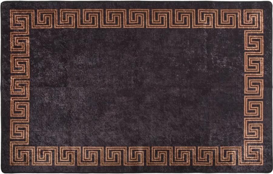VidaXL -Vloerkleed-wasbaar-anti-slip-160x230-cm-zwart-en-goudkleurig