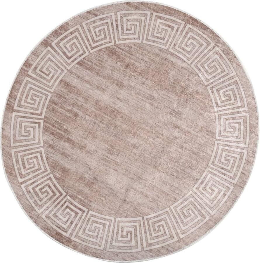 VidaXL Wasbaar Vloerkleed Antislip 120 cm Beige Vloerkleed Beige Vloerkleed Ronde Vloerkleed Fluweel Vloerkleed Anti Slip Vloerkleed Washable Vloerkleed Salon Vloerkleed Slaapkamer Vloerkleed Living Room Rug Bedroom Rug - Foto 2