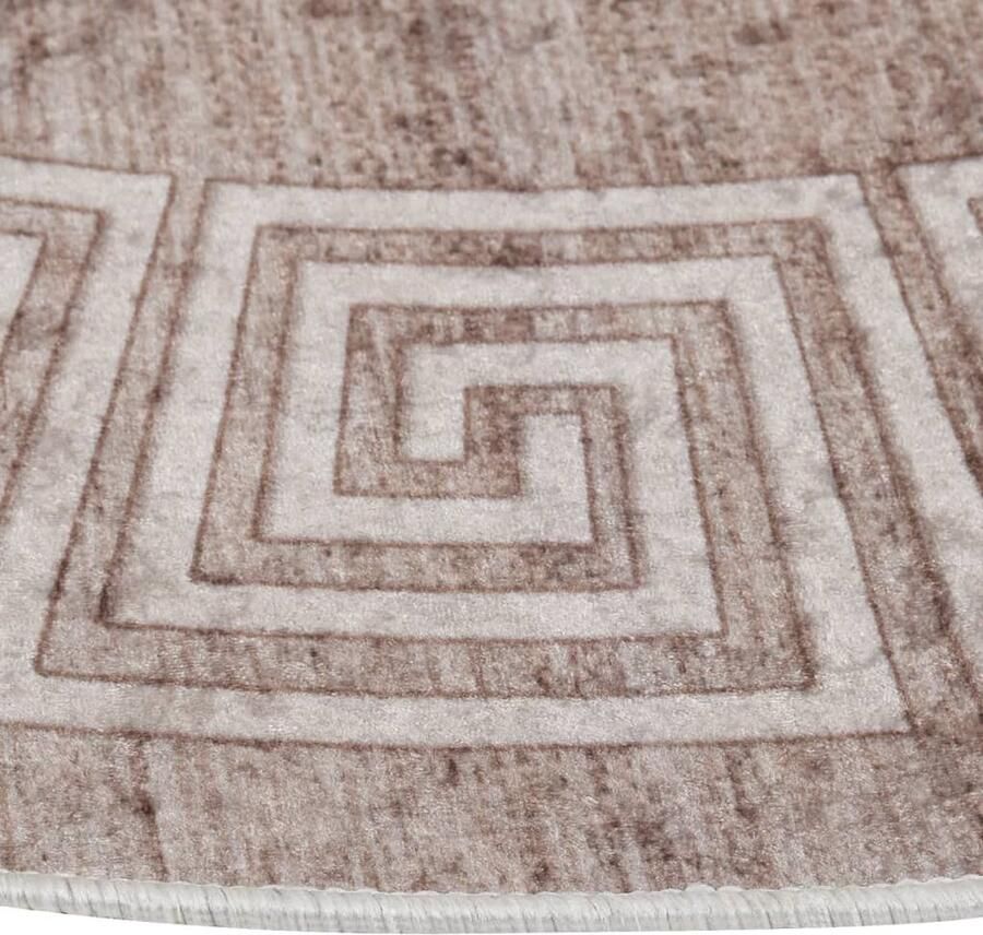 VidaXL Wasbaar Vloerkleed Antislip 120 cm Beige Vloerkleed Beige Vloerkleed Ronde Vloerkleed Fluweel Vloerkleed Anti Slip Vloerkleed Washable Vloerkleed Salon Vloerkleed Slaapkamer Vloerkleed Living Room Rug Bedroom Rug