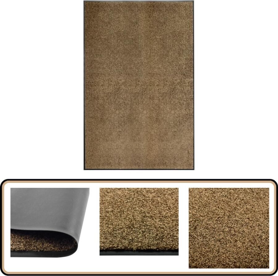 VidaXL Wasbare Deurmat 120x180cm Bruin Deurkast Deurmat Vloerkleden Interieurdecoratie Wasbare Deurmat