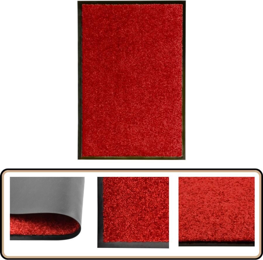 VidaXL Wasbare Deurmat 40x60 cm Rood Deurkast Deurmat Vloerkleden Wasbare Deurmat Rode Deurmat