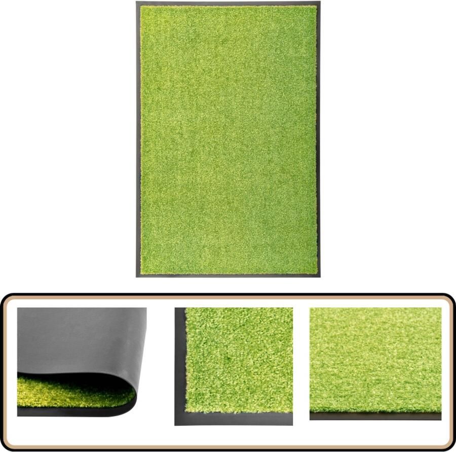 VidaXL Wasbare Deurmat 60x90 cm Groen Deurkast Deurmat Vloerkleden Interieurdecoratie Binnenmat