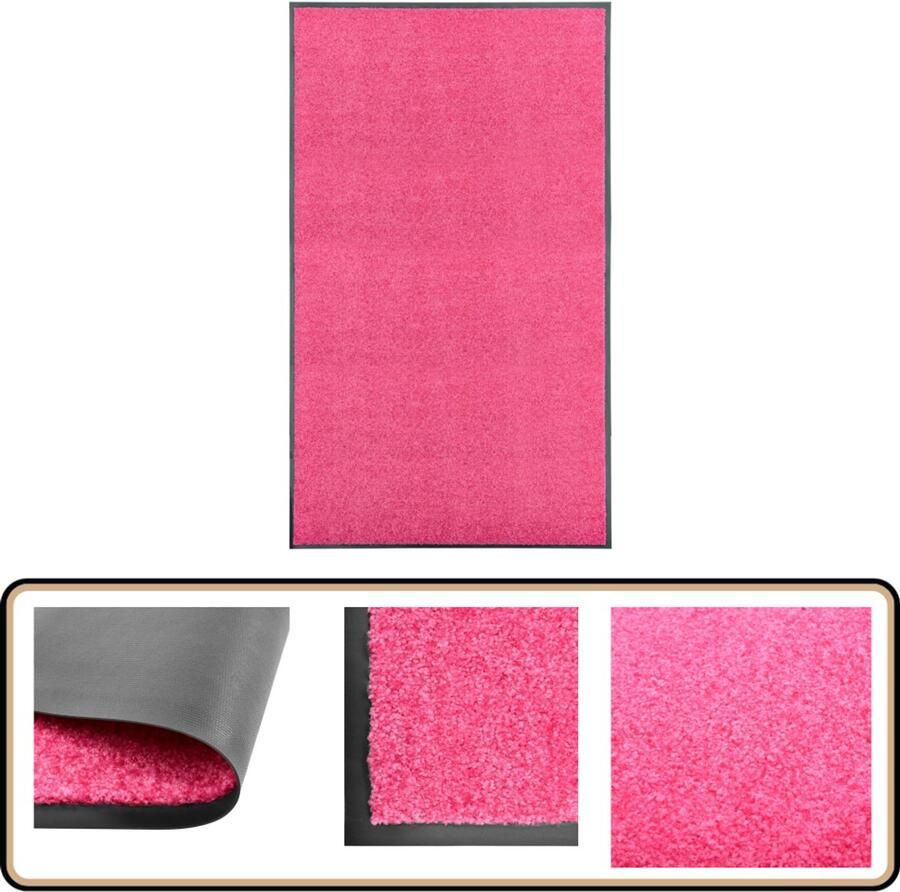 VidaXL Wasbare Deurmat 90x150 cm Roze Deurkast Deurmat Vloerkleden Binnenmat Buitenmat