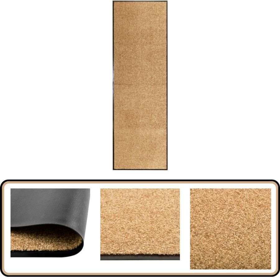 VidaXL Wasbare Deurmat Crème 60x180 cm Deurkast Deurmat Vloerkleden Binnenmat Buitenmat