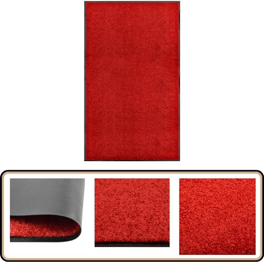 VidaXL Wasbare Deurmat Rood 90x150 cm Deurkast Deurmat Vloerkleden Interieurdecoratie Huishoudelijke Artikelen