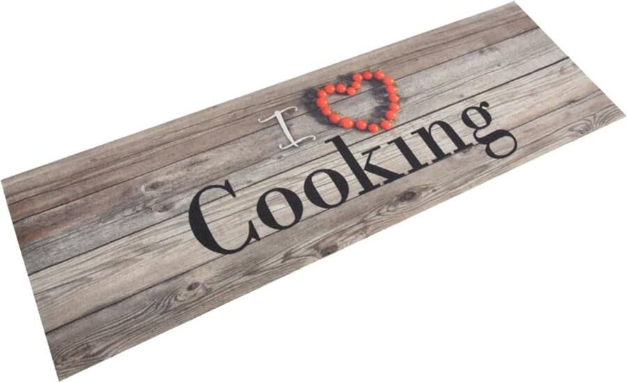 VidaXL Wasbare Keukenmat 60x180 cm Grijs Keukenmat Vloerkleden Keukentapijt Antislip Latex Fluweel Wasbaar Grey - Foto 2