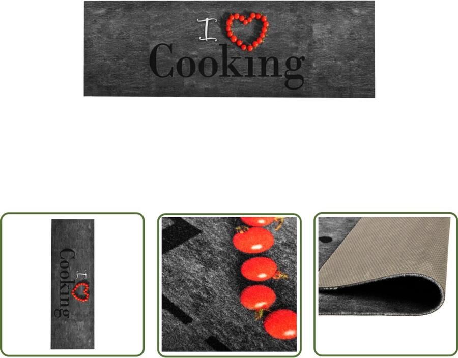 VidaXL Wasbare Keukenmat Cooking 60x300 cm Vloerkleden Keukenmat Wasbare Mat Vloerverwarming Multifunctionele Mat Anti Slip Mat