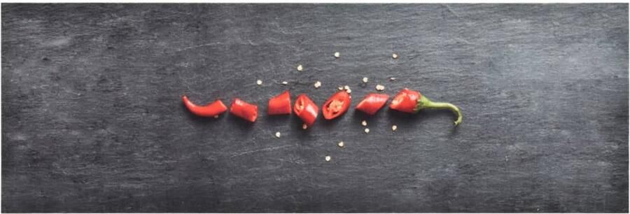 VidaXL Wasbare Keukenmat Pepper 45x150 cm Vloermat Keukenmat Vloerkleden Chilipeper Print Multicoloured Polyester Vinyl - Foto 2