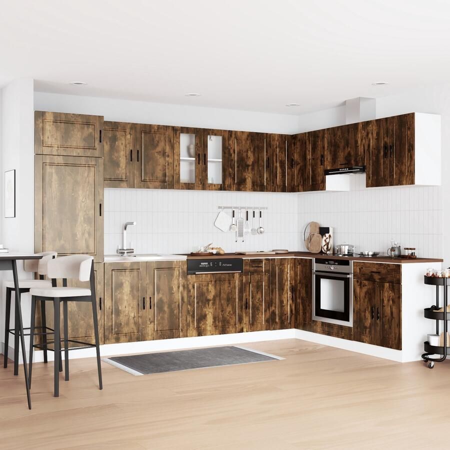 VidaXL Onderkast 'Porto' met Wasbak Gerookt Eiken 80x46x84 5 cm Bewerkt Hout