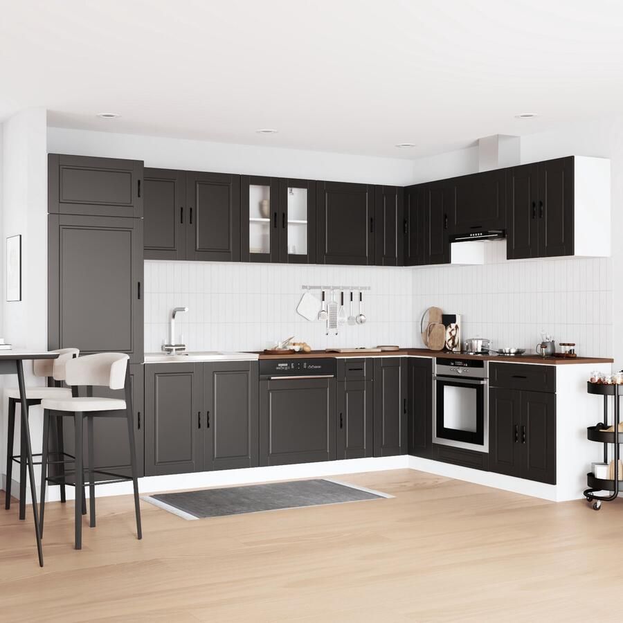 VidaXL Onderkast 'Porto' met Wastafel Zwart 80x46x84 5 cm Bewerkt Hout