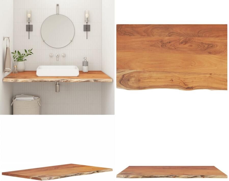 VidaXL Wastafelblad rechthoekig 100x60x2 5 massief acaciahout Wastafelblad Wastafelbladen Houten Werkblad Voor Badkamer