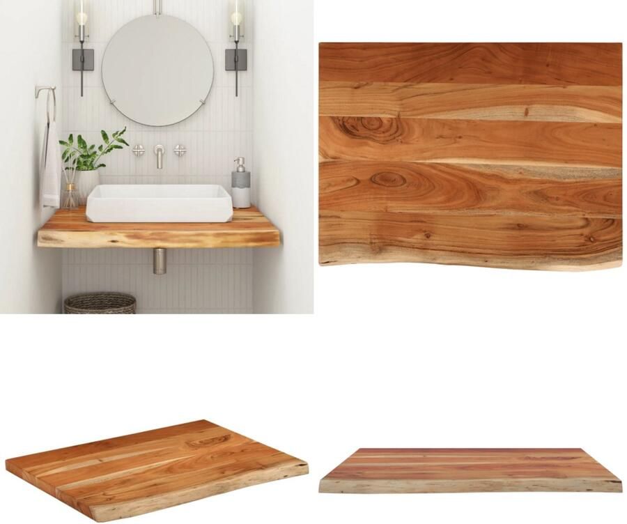 VidaXL Wastafelblad rechthoekig 80x60x3 8 massief acaciahout Wastafelblad Wastafelbladen Houten Werkblad Voor Badkamer
