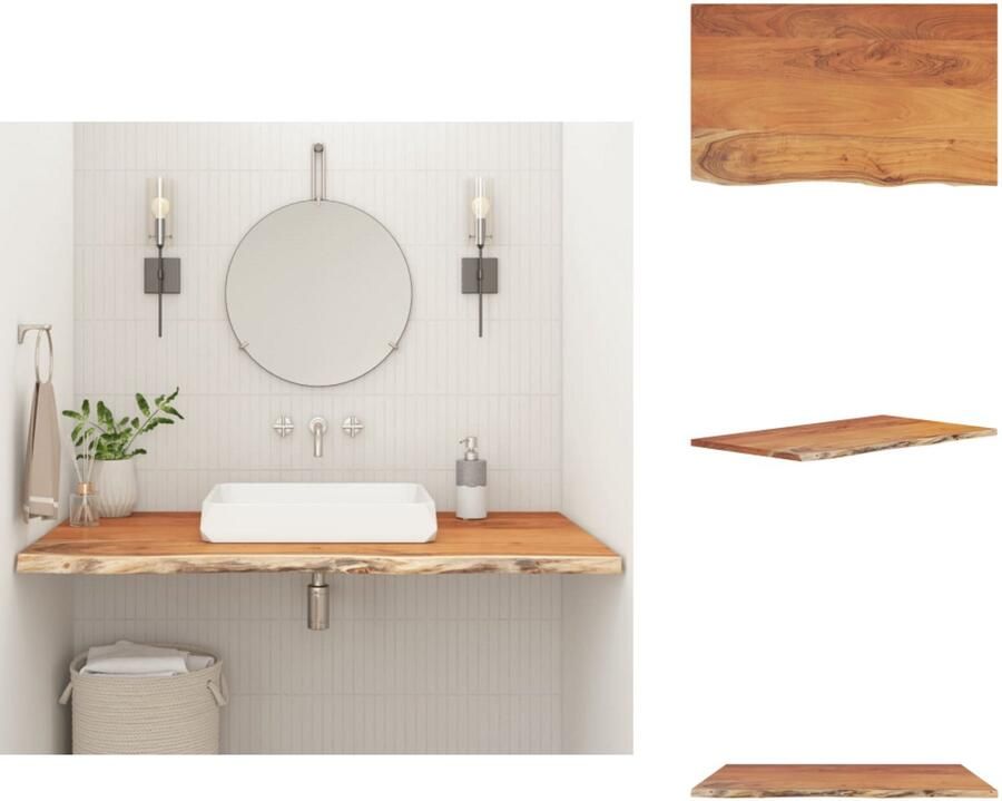 VidaXL Wastafelblad Wastafelbladen Houten Werkblad Voor Badkamer Wastafelblad rechthoekig 90x60x3 8 massief acaciahout