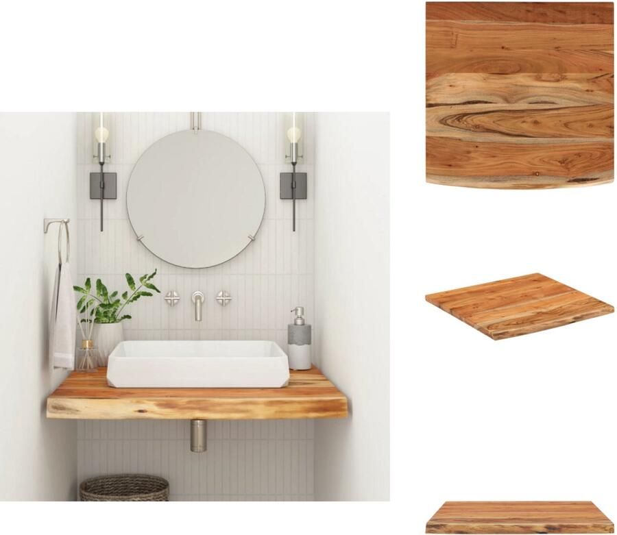 VidaXL Wastafelblad Wastafelbladen Houten Werkblad Voor Badkamer Wastafelblad vierkant 60x60x2 5 massief acaciahout