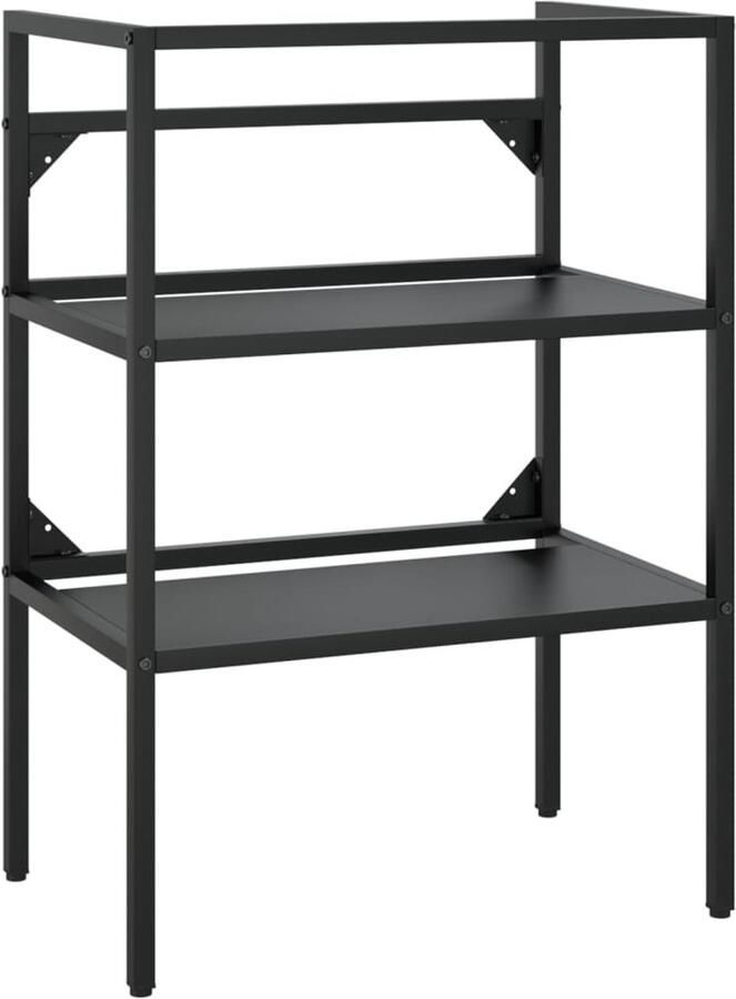 VidaXL Badkamerkast Wastafelframe 59x38x83 cm ijzer zwart Wastafelplank Zwarte Wasbak Metalen Wastafelframe - Foto 2