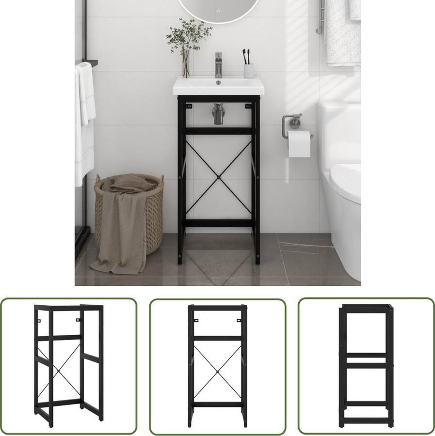 VidaXL Wastafelframe Badkamerkast Wastafelframe 40x38x83 cm ijzer zwart Badkamerspiegel Badkamermeubel Zwarte Kast
