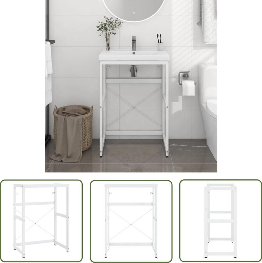 VidaXL Wastafelframe Badkamerkast Wastafelframe 59x38x83 cm ijzer wit Badkamermeubel Ijzeren Kast Witte Kast