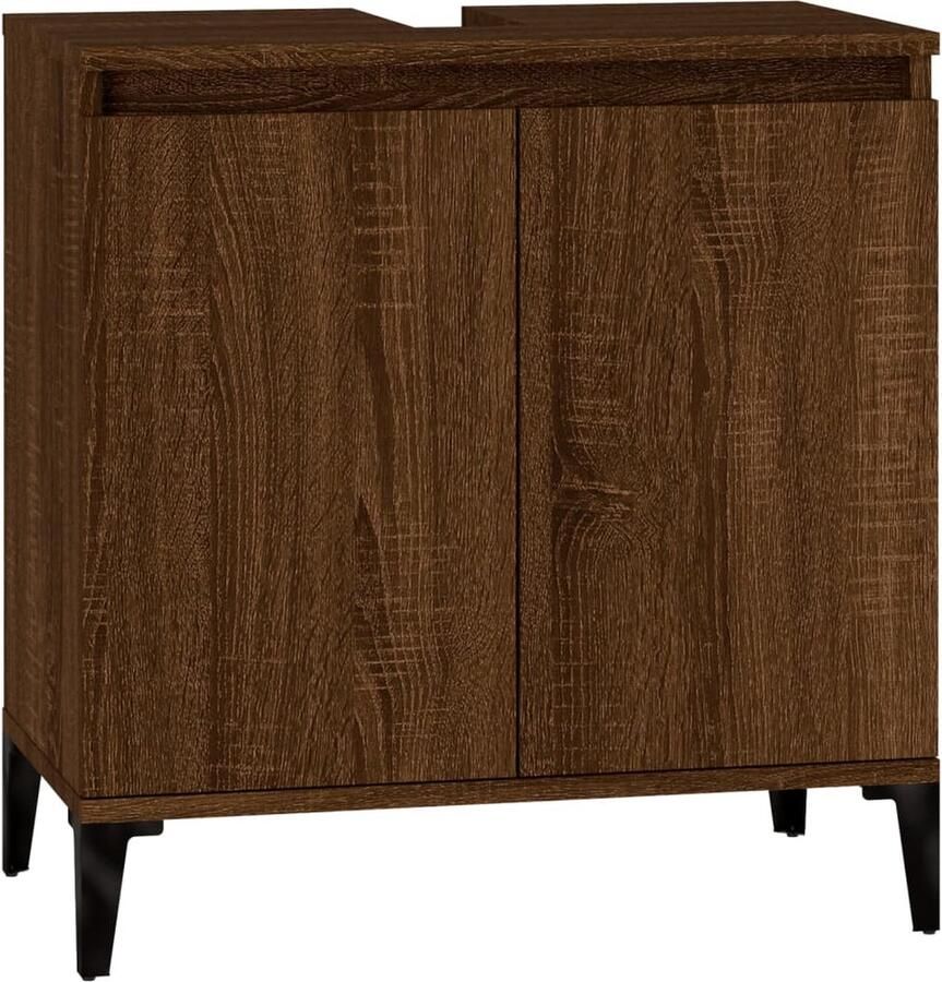VidaXL Wastafelkast 58x33x60 cm bewerkt hout bruin eikenkleur