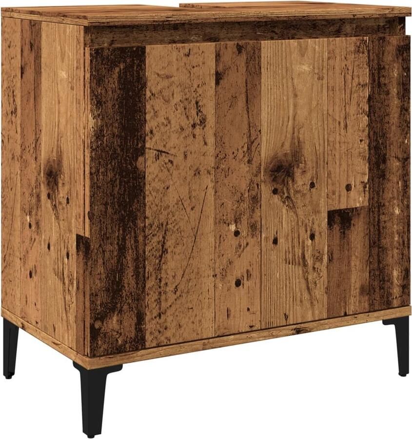 VidaXL Wastafelkast 58x33x60 cm bewerkt hout oud houtkleurig