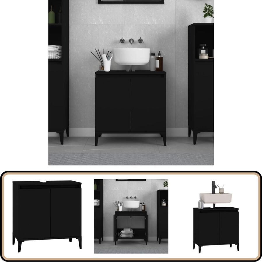 VidaXL Wastafelkast 58x33x60 cm bewerkt hout zwart