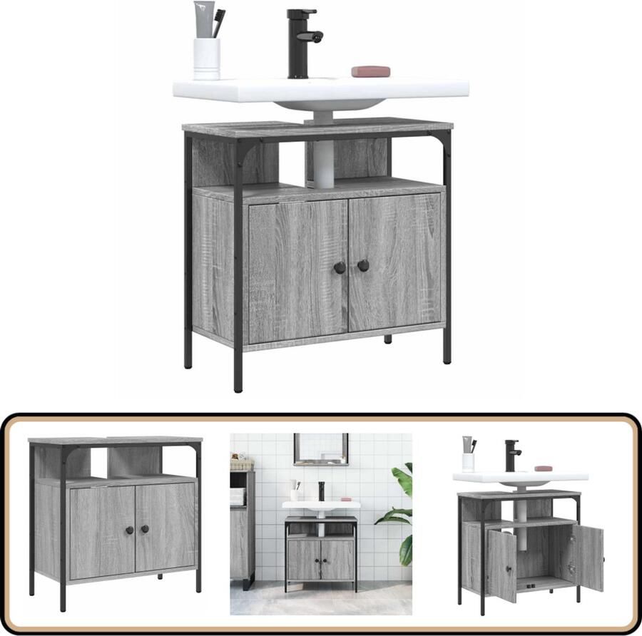 VidaXL Wastafelkast 60x30x60 cm bewerkt hout grijs sonoma eikenkleurig