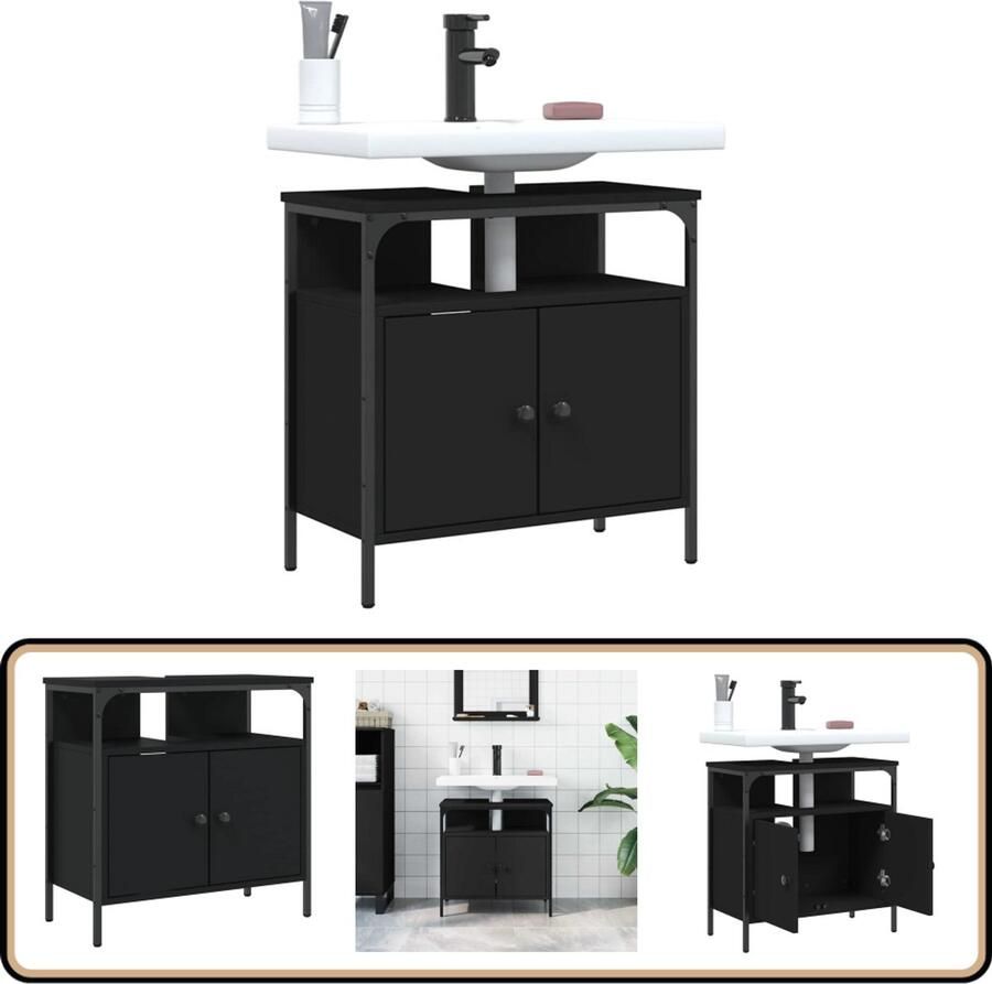 VidaXL Wastafelkast 60x30x60 cm bewerkt hout zwart