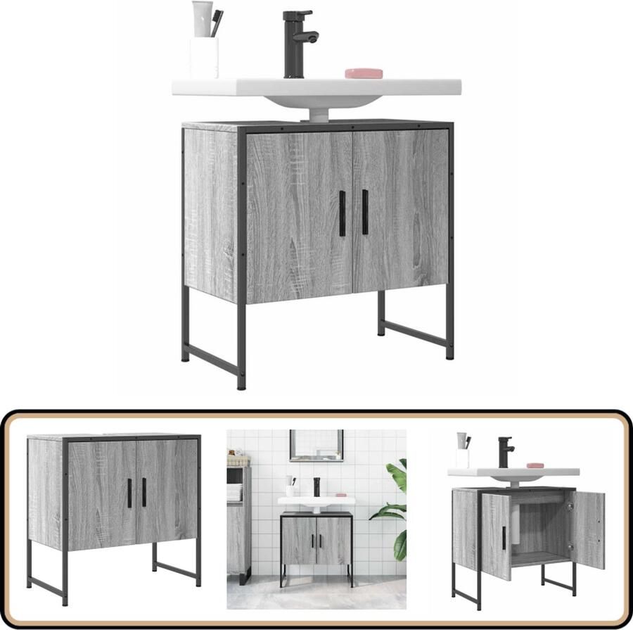 VidaXL Wastafelkast 60x33x60 cm bewerkt hout grijs sonoma eikenkleurig