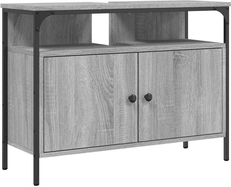 VidaXL Wastafelkast 80x30x60 cm bewerkt hout grijs sonoma eikenkleurig