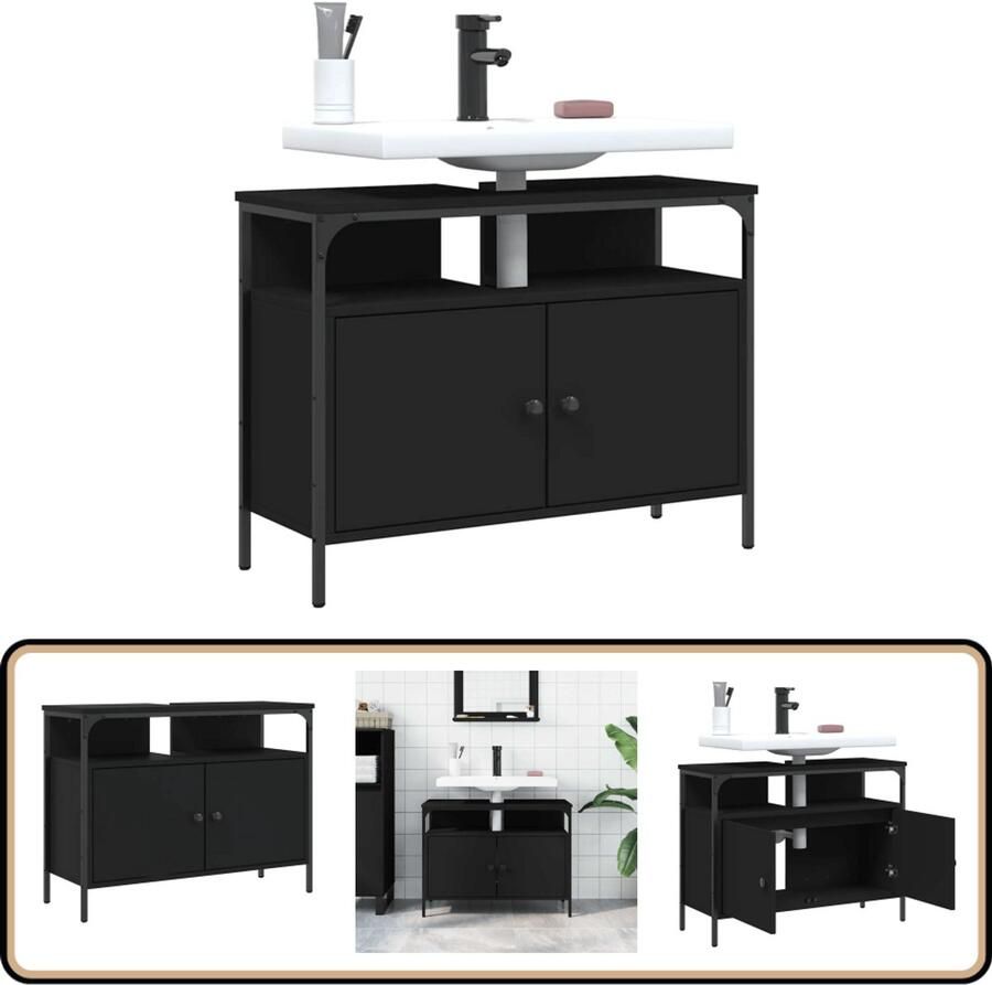 VidaXL Wastafelkast 80x30x60 cm bewerkt hout zwart