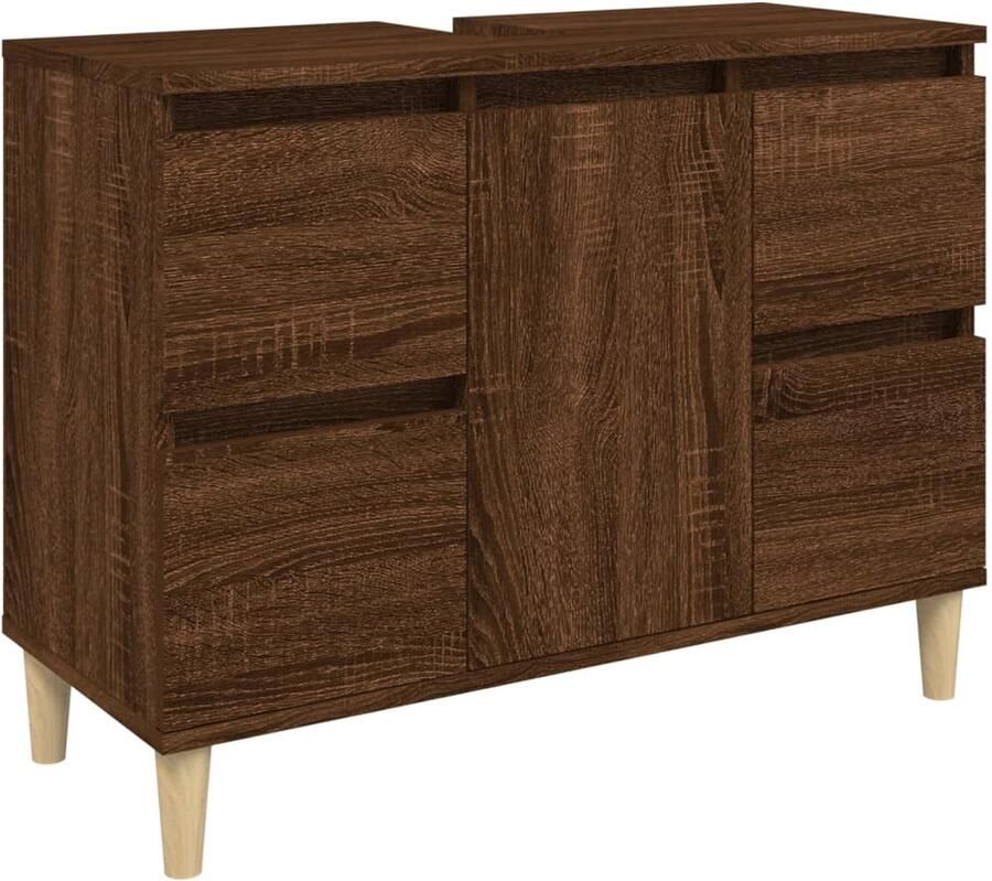 VidaXL Badkamerkast Wastafelkast 80x33x60 cm bewerkt hout bruin eikenkleur Houten Kast Bruine Kast Eiken Kleur