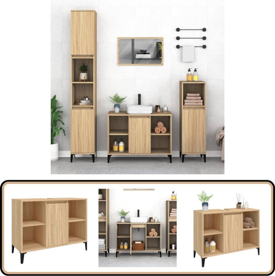 VidaXL Wastafelkast 80x33x60 cm bewerkt hout sonoma eikenkleurig