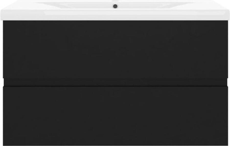 VidaXL Wastafelkast En Wastafel Wastafelkasten En Wastafels Wastafel Wastafels Wastafelkast met ingebouwde wastafel bewerkt hout zwart