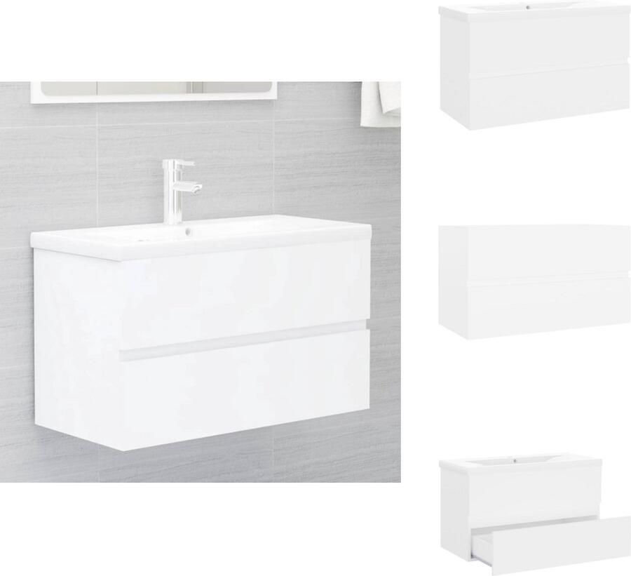 VidaXL Wastafelkast En Wastafel Wastafelkasten En Wastafels Wastafel Wastafels Wastafelkast met ingebouwde wastafel bewerkt hout wit