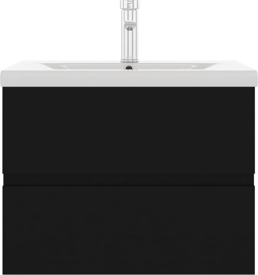 VidaXL Wastafelkast En Wastafel Wastafelkasten En Wastafels Wastafel Wastafels Wastafelkast met ingebouwde wastafel spaanplaat zwart