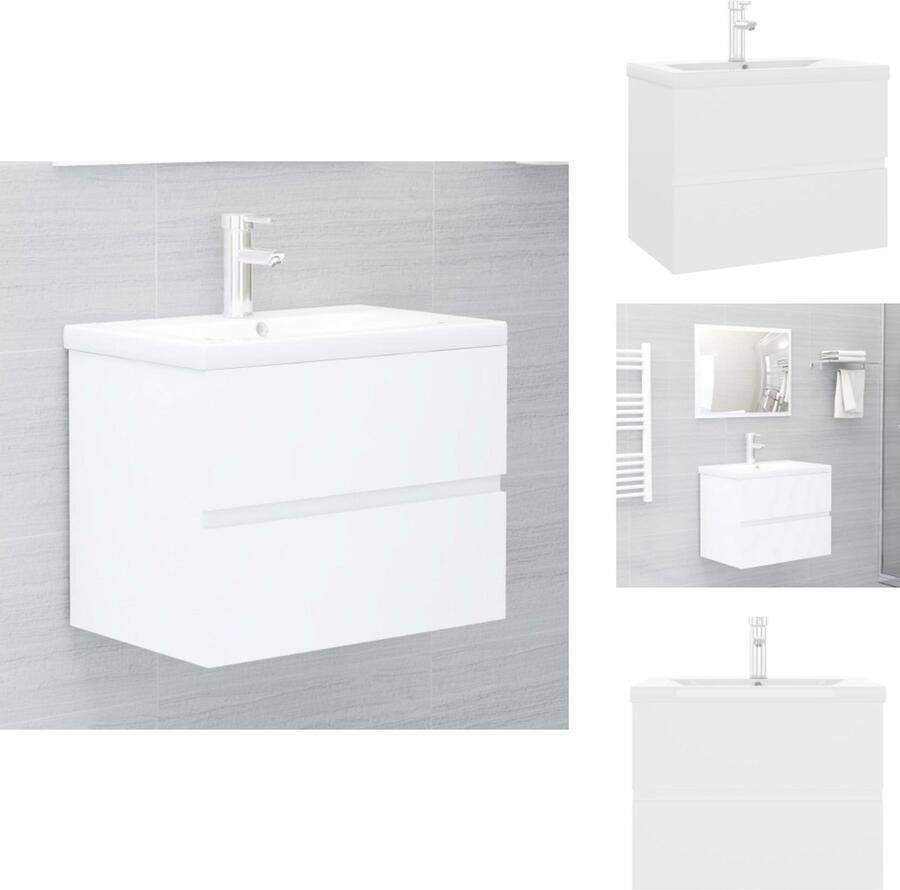 VidaXL Wastafelkast En Wastafel Wastafelkasten En Wastafels Wastafel Wastafels Wastafelkast met ingebouwde wastafel spaanplaat wit