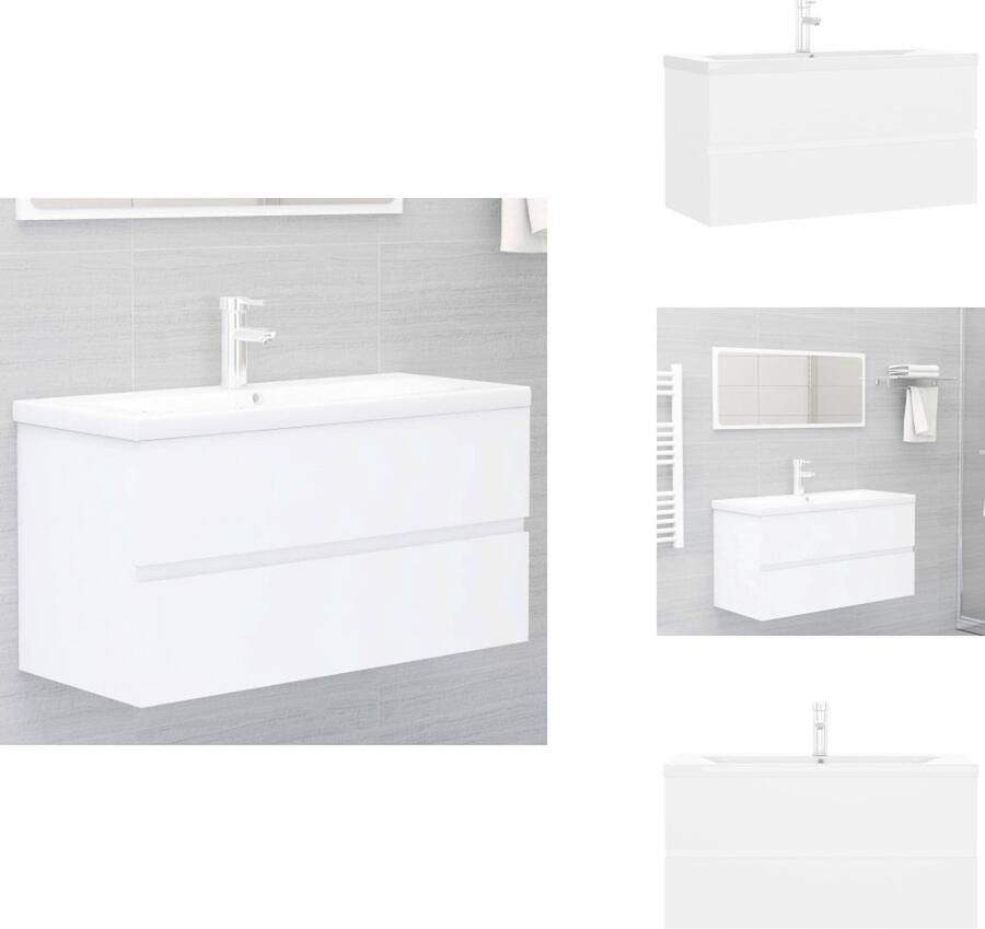 VidaXL Wastafelkast En Wastafel Wastafelkasten En Wastafels Wastafel Wastafels Wastafelkast met ingebouwde wastafel spaanplaat wit