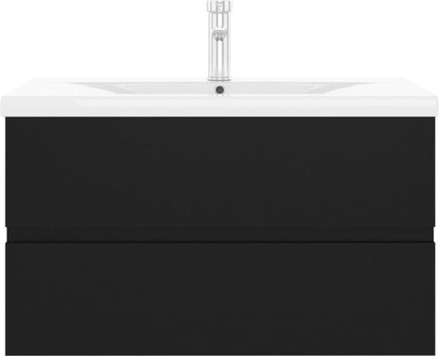 VidaXL Wastafelkast En Wastafel Wastafelkasten En Wastafels Wastafel Wastafels Wastafelkast met ingebouwde wastafel spaanplaat zwart