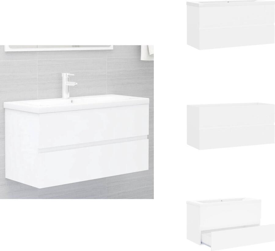 VidaXL Wastafelkast En Wastafel Wastafelkasten En Wastafels Wastafel Wastafels Wastafelkast met ingebouwde wastafel bewerkt hout wit