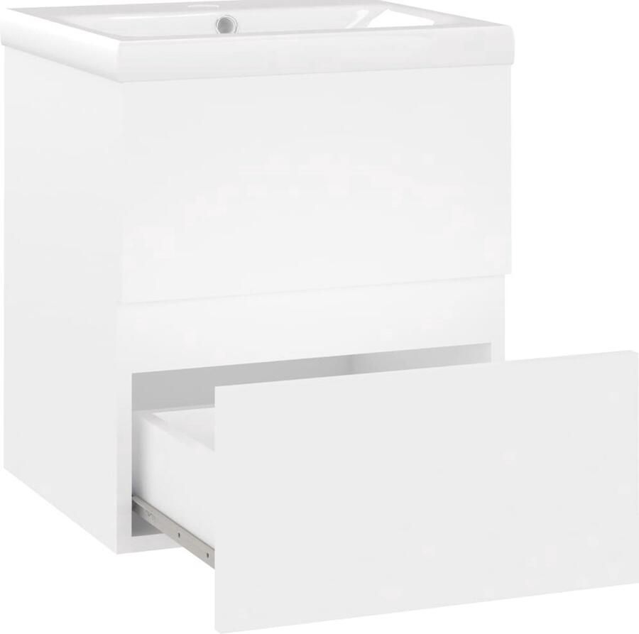 VidaXL Wastafelkast En Wastafel Wastafelkasten En Wastafels Wastafel Wastafels Wastafelkast met ingebouwde wastafel spaanplaat wit