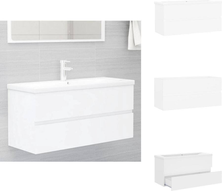 VidaXL Wastafelkast En Wastafel Wastafelkasten En Wastafels Wastafel Wastafels Wastafelkast met ingebouwde wastafel bewerkt hout wit