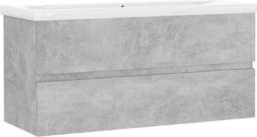VidaXL Wastafelkast En Wastafel Wastafelkasten En Wastafels Wastafel Wastafels Wastafelkast met ingebouwde wastafel bewerkt hout betongrijs - Foto 2